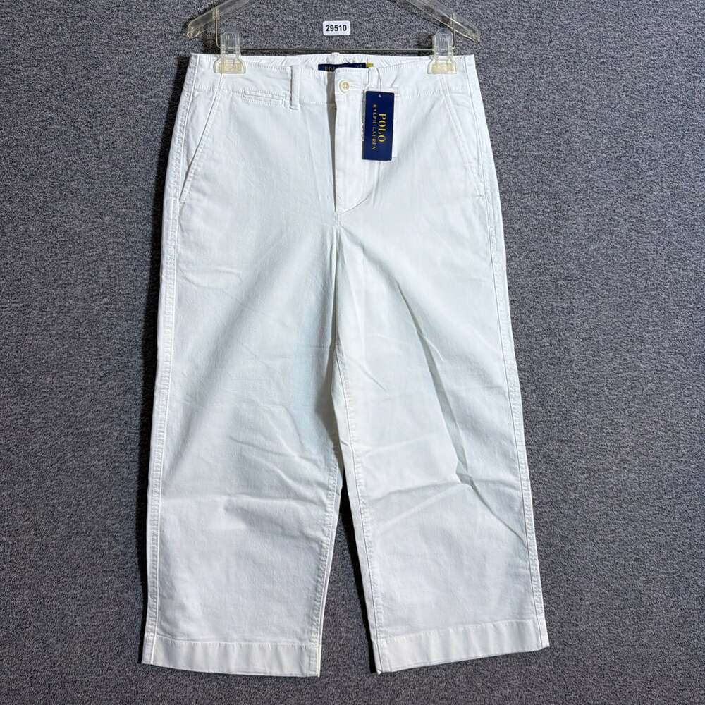 Polo Ralph Lauren Women's Size 6 White Cropped Wide Leg Chino Pants